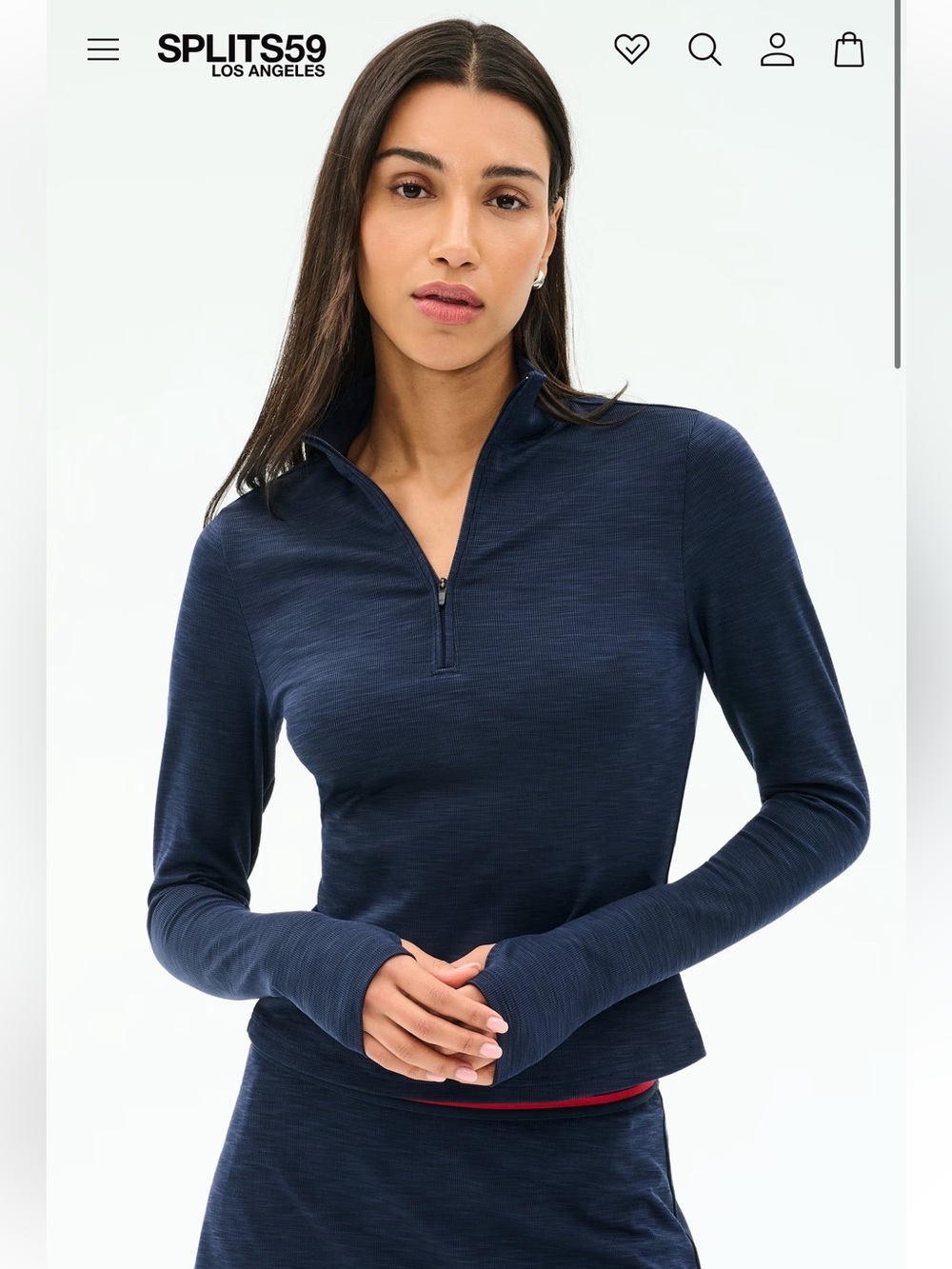 SPLITS59 Navy Half-Zip Long Sleeve Athletic Top